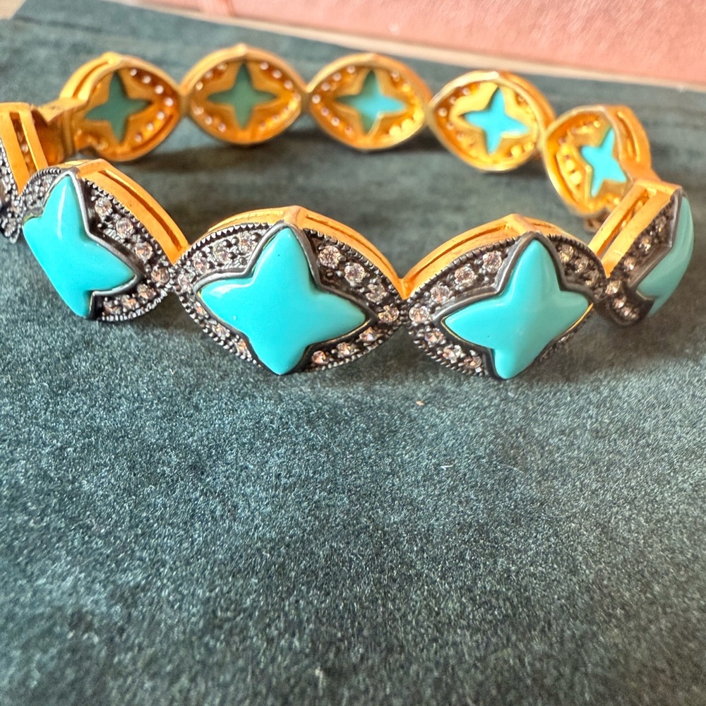 Freida Rothman Staining silver Gold plated and Turquoise Star Bracelet.